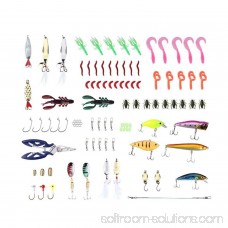 Fishing Lures Set with Tackle Box, Include Frog Minnow Popper Pencil Crank Spoon Spinner Maggot Shrimp Baits Swivels for Freshwater Trout Bass Salmon